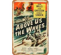 Zuhhgii Póster de película con texto en inglés "Above Us The Waves", letrero de estaño retro para cafetería, restaurante, hogar, club, restaurante, hombre, cueva, regalo, vintage, 12 x 8 pulgadas.