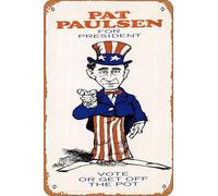 Zuhhgii Póster de película de Pat Paulsen para Presidente, letrero de metal vintage para pared, el mejor regalo, 12 x 8 pulgadas, arte retro, letrero de metal para café y bar, decoración de pared