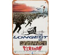 Zuhhgii Póster de película de The Longest Day, letrero de estaño retro para cafetería, restaurante, hogar, club, restaurante, hombre, cueva, regalo, vintage, 30,5 x 20,3 cm.