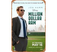 Zuhhgii Póster de película Million Dollar Arm Vintage Movie Poster Tin Sign,Classic Film Decor Art Painting Poster Musical Bar Pub Cafe Cocina Bathroo Karaoke Retro Metal Sign Art 20.3x30.5 cm
