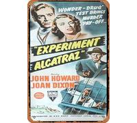 Zuhhgii Póster de película retro clásica antigua EXPERIMENT ALCATRAZ Original Daybill Movie Poster RKO Film Noir Vintage Metal Tin Sign TV Film Poster Gift Karaoke Bar Pub Club Placas de pared