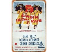 Zuhhgii Póster de película retro SINGIN IN THE RAIN Original de una hoja, póster de película Debbie Reynolds, Gene Kelly, letrero de lata de 8 x 12 pulgadas, vintage de película antigua clásica