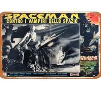Zuhhgii Póster de película retro Super Giant 3 (Spaceman Contro I Vampiri Dello Spazio) 1961 (primer lanzamiento italiano), cartel de estaño, vintage de película antigua clásica, cartel de metal