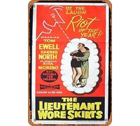 Zuhhgii Póster de película vintage con texto en inglés "The LIEUTENANT WORE SKIRTS Daybill Movie Poster Tom Ewell Sheree North Retro of Classic Old Film Poster Metal Sign TV Bar Wall Club Restaurant