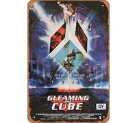 Zuhhgii Póster de película vintage de 1989 con texto "Gleaming The Cube", cartel de metal para TV, bar, pared, club, restaurante, cueva, hombre, decoración de pared, 20,3 x 30,5 cm, placas retro