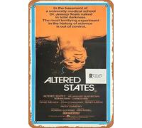 Zuhhgii Póster de película vintage de Altered States 1980, cartel de estaño, retro de película antigua, cartel de metal, letrero de TV, bar, karaoke, hombre, cueva, decoración de pared, 20,3 x 30,5 cm