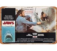 Zuhhgii Póster de película vintage de Jaws 1975, cartel retro de película antigua, cartel de metal, letrero de TV, bar, pared, club, restaurante, cueva, hombre, decoración de pared, 8 x 12 pulgadas