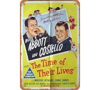 Zuhhgii Póster de película vintage The Time of their lives 1946, póster de película original vintage Abbott and Costello Retro of Classic Old Film Poster Metal Sign TV Bar Wall Club Restaurant Man
