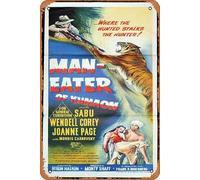 Zuhhgii Póster original de la película "Man EATER OF KUMAON" de Sabu Wendell Corey Tiger Art Vintage Cartel de hojalata, retro de película antigua, cartel de metal, letrero de TV, bar, karaoke, cueva