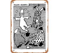 Zuhhgii Póster polaco de payasos, Fellini, película de película vintage, retro, letrero de hojalata de 8 x 12 pulgadas, regalo musical, karaoke, hombre, cueva, bares, cafeterías, decoración de arte