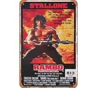 Zuhhgii Póster retro de la película Rambo First Blood Part 2 1985, letrero de estaño, clásico de película antigua, cartel de metal, letrero de TV, bar, regalo, karaoke, club de música, restaurante