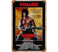 Zuhhgii Póster retro de la película Rambo First Blood Part 2 1985, letrero de estaño, clásico de película antigua, cartel de metal, letrero de TV, bar, regalo, karaoke, club de música, restaurante