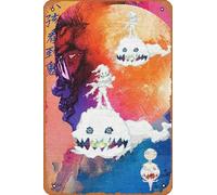 Zuhhgii Póster retro de metal con texto en inglés "Man on The Moon X Kids See Ghosts", divertido letrero de estaño vintage, para decoración de pared, póster para música, cafetería, bar, restaurante