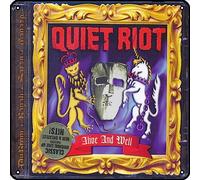 Zuhhgii Quiet Riot - Letrero de metal con texto en inglés "Alive And Well" para decoración de pared con música rock vintage, letrero de estaño para gimnasio, piscina, bar, baño, garaje, pub, póster de