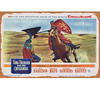 Zuhhgii Retro Classic King Rich and the Crusaders, tarjeta original del vestíbulo de 7 Rex Harrison Virginia Mayo, cartel de estaño, póster de película, decoración de pared, letrero de metal vintage