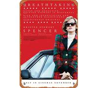 Zuhhgii Spencer (Kristen Stewart, Princesa Diana) Póster de la película, cartel de estaño para cine y cine, 8 x 12 pulgadas, letrero de metal vintage para decoración del hogar, bar, pub, garaje