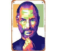 Zuhhgii Steve Jobs Pop Art - Letrero de estaño vintage divertido para pared, póster de dibujos animados de anime, pintura de hierro, placa de metal para bar, cafetería, garaje, hogar, regalo