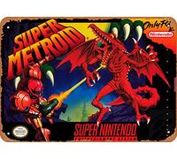 Zuhhgii The Classic Arcade - Cartel de metal para videojuegos, diseño de SNES SUPER METROID Cover Snes Games Covers Wall Art Decor - Cartel de lata de 8 x 12 pulgadas