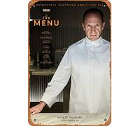 Zuhhgii The Menu (Ralph Fiennes,Chef Slowik) - Cartel de la película, cine, cine, teatro, 8 x 12 pulgadas, letrero de metal vintage para decoración del hogar, bar, pub, garaje, regalos