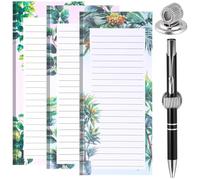 Zuimei 3 Pack Magnetic Shopping List Pad &1 Magnetic Pen Clip 100 Tear Off Sheets Magnetic Grocery List Magnetic Notepad Magnetic Pen Holder for Fridge