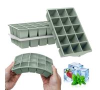 ZUIMENG Cubiteras para Hielo con Tapa, Cubitera Hielo Grande Silicona Hielera sin BPA, Apilables Cubitos de Hielo para Cócteles, Whisky, Vino, Puré de Frutas (Verde, 4 Piezas)