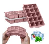 ZUIMENG Cubiteras para Hielo con Tapa, Cubitera Hielo Grande Silicona Hielera sin BPA, Apilables Cubitos de Hielo para Cócteles, Whisky, Vino, Puré de Frutas (Rosa, 4 Piezas)