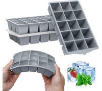 ZUIMENG Cubiteras para Hielo con Tapa, Cubitera Hielo Grande Silicona Hielera sin BPA, Apilables Cubitos de Hielo para Cócteles, Whisky, Vino, Puré de Frutas (Gris, 4 Piezas)