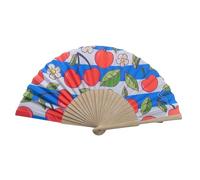 ZUJIABAO Abanico de mano de madera española con temática de cerezas de limón de 23 cm para fiestas de baile, espectáculos de escenario y decorativo para colgar en la pared, ventilador decorativo