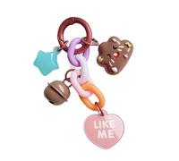 ZUJIABAO Clouds - Llavero de resina hecho a mano con diseño de campanas de estrella, campanas y corazones, para mujer, decoración de bolso elegante, llavero de joyería de resina, café, Talla única