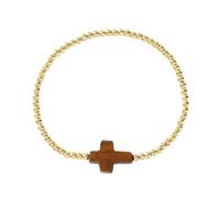 ZUJIABAO Cuenta dorada y cordón elástico con diseño de cruces para personas que abrazan estilos y significado espiritual para uso diario, One Size, como se describe