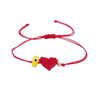 ZUJIABAO Cuerda roja trenzada hecha a mano con dije de corazón, cuentas azules contra el mal de ojo, joyería ajustable para mujeres y hombres, cuerda roja ajustable, amistad, talla única, como se