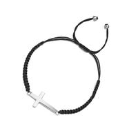 ZUJIABAO Elegante pulsera de cuerda trenzada ajustable con crucifijo, accesorios de moda, joyería para parejas, para uso diario, símbolo de amor, talla única, como se describe
