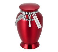 ZUJIABAO Elegante urna conmemorativa pequeña para mascotas preciadas aleaciones de aluminio con tapa roscada segura y colgantes de cruces, urna de cenizas de mascotas, aleaciones de aluminio, cuchara