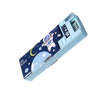 ZUJIABAO Estuche multifuncional con calculadora, sacapuntas de dibujos animados, estuche de gran capacidad para estudiantes y niños, organizadores de escritorio con calculadora, Astronauta