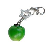 ZUJIABAO Fascinante llavero de fruta roja decorado con una bolsa de estrella brillante, adorno colgante ideal para regalos y uso diario llavero de frutas de aleación, verde, Talla única