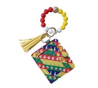 ZUJIABAO Llavero de pulsera, monedero, tarjetero, monedero, brazalete, borlas, anillos para mujeres y niñas, cartera de regalo para mujer, Amarillo