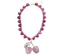 ZUJIABAO Práctico collar de cerezas, colgante de joyería acrílica, perfecto para regalar o accesorio de moda diario, colgante de corazón acrílico