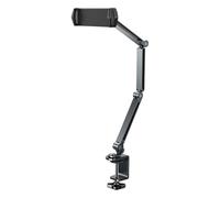ZUJIABAO Soporte ajustable para tableta para cama, soporte de teléfono y tableta, giratorio de 360 grados, plegable, soporte de brazo de aluminio, soporte de metal con abrazadera
