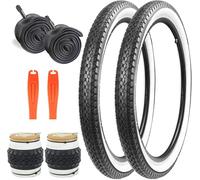 ZUKKA Juego de 2 neumáticos de bicicleta de 26 x 2,125 pulgadas, plegables, 57-559, neumáticos de pared blancos, neumáticos de repuesto y 2 unidades de manguera de 26 pulgadas para playa cruiser
