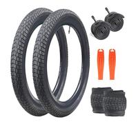 ZUKKA Juego de 2 neumáticos de bicicleta plegables para niños de 20 x 2.125 y 2 unidades de tubo de 20 pulgadas, válvula AV48 mm, compatible con neumáticos de bicicleta de 20 x 2,125 mm y tubo