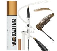 Zukqvrivelig Lápiz de Cejas 2 En 1 + Tinte para Cejas, Resistente al Agua, Resistente a Las Manchas, LapizCejas Microblading Waterproof para Cejas Naturales (#01Marrón Claro)
