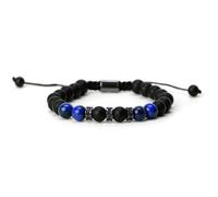 ZukQvrivelig Pulsera de Ojo de Tigre de Onix Negro de 8Mm,Pulsera Hombre Personalizada,Regalos Para Padres,Amigos,Amantes,¡Traen Buena Suerte y Felicidad (Negro-azul)