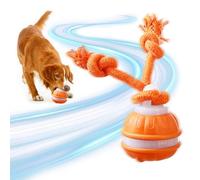 ZukZythepsor Juguetes interactivos para perros, juguete de bola rodante activado por movimiento para aliviar el aburrimiento, bola inteligente automática con cola y sonidos para cachorros, perros