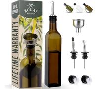 Zulay (17oz) Botella dispensadora de aceite de oliva para cocina Botella de aceite de oliva de vidrio con 2 boquillas 2 corchos extraíbles, 2 tapas y 1 embudo Botella de aceite para cocina
