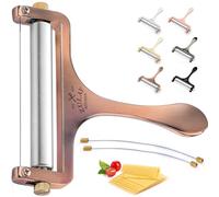 Zulay - Cortador de queso con grosor ajustable - Cortadoras de queso de acero inoxidable resistente con alambre - Cortador de queso de alambre premium para quesos suaves y semidurros - 2 cables adicionales incluidos (cobre)