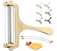 Zulay - Cortador de queso con grosor ajustable - Cortadoras de queso de acero inoxidable resistente con alambre - Cortador de queso de alambre premium para quesos suaves y semidurros - 2 cables adicionales incluidos (dorado)