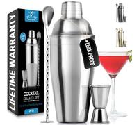 Zulay Kitchen Cocktail Shaker Profesional con Accesorios - Elegante Martini Shaker con Aparejo de medición y Mezcla Cuchara - Bebida Shaker Bastidor de Filtro Integrado - 24 oz Shaker Set - Mejor GUE