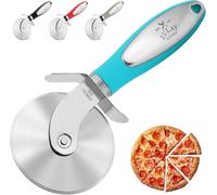 Zulay Kitchen Cortador de pizza de alta calidad, rueda de acero inoxidable duradera, fácil de limpiar, fácil de usar, súper afilado con mango antideslizante, rueda de pizza apta para lavavajillas