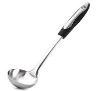 Zulay Kitchen Cucharón de acero inoxidable de 30,5 cm, con mango de silicona antideslizante, apto para lavavajillas y resistente al calor, ideal para sopa, guisos, caldos y salsas