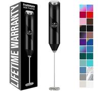 Zulay Kitchen Espumador de leche de mano, funciona con pilas, mezclador eléctrico de bebidas para café, lattes, capuchinos, matcha y chocolate caliente, fabricante de espuma portátil y accesorio de